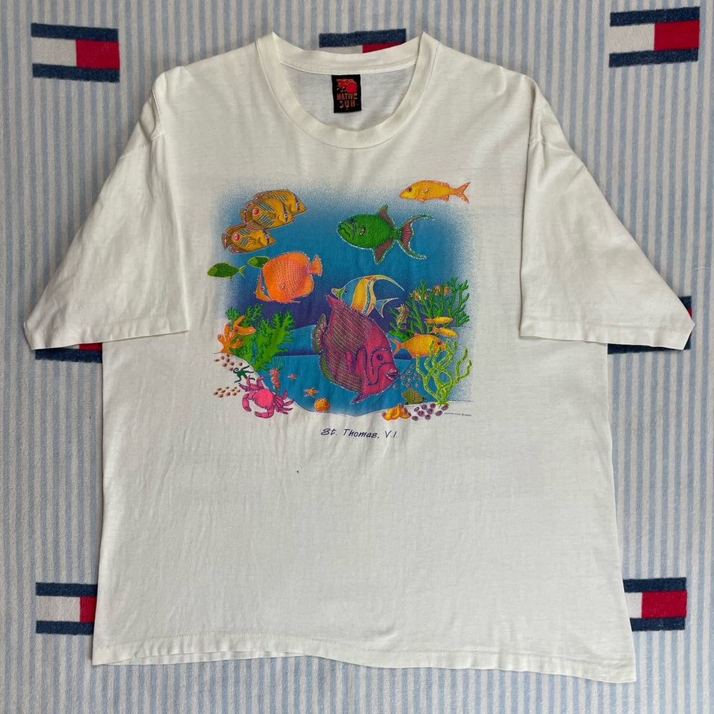 Vintage 1993 Native Sun Fish Ocean Nature Virgin Islands Tourist tee shirt